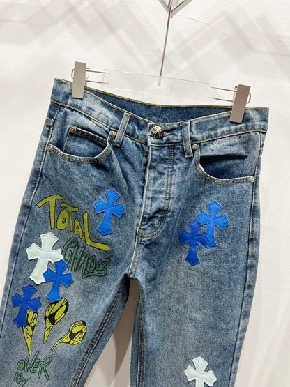 CH Green Graffiti Patchwork Custom Jeans