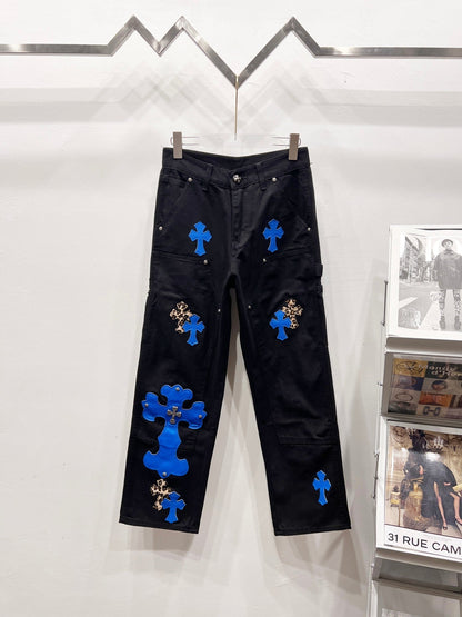 CH Blue & Leopard Patchwork Custom Jeans