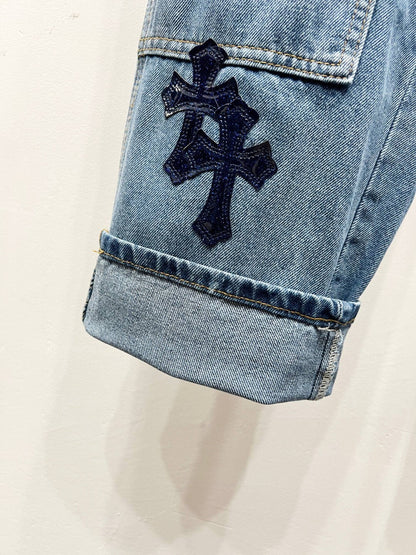 CH Blue & Black Patchwork Custom Jeans