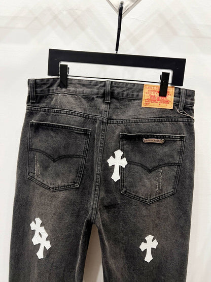 CH Black on White Patchwork Custom Jeans