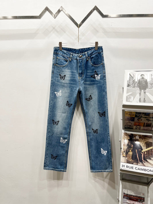 CH Black & White Butterfly Patchwork Custom Jeans
