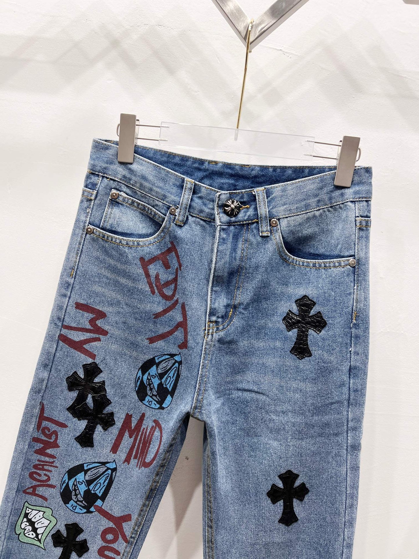 CH Brown Graffiti Patchwork Custom Jeans