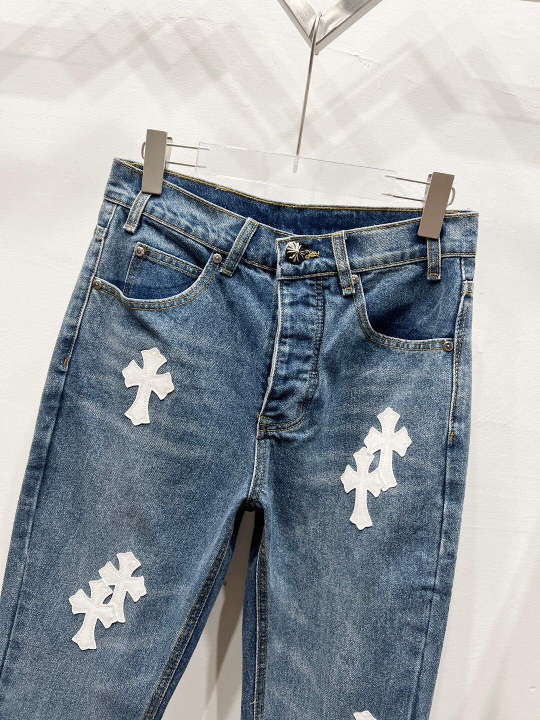 CH Basic White Patchwork Custom Jeans