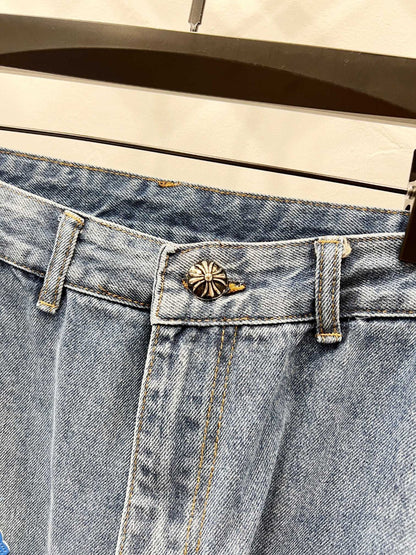 CH Blue, White & Black Patchwork Custom Jeans