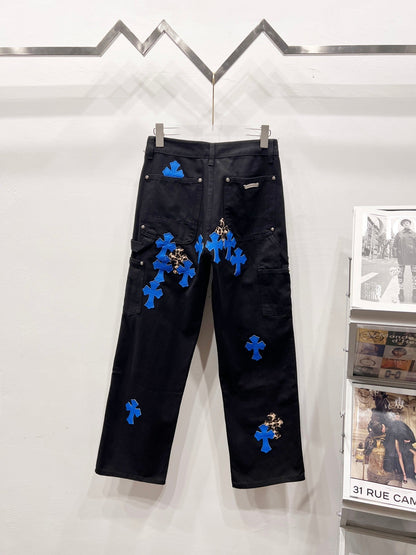 CH Blue & Leopard Patchwork Custom Jeans
