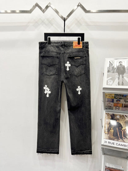 CH Black on White Patchwork Custom Jeans