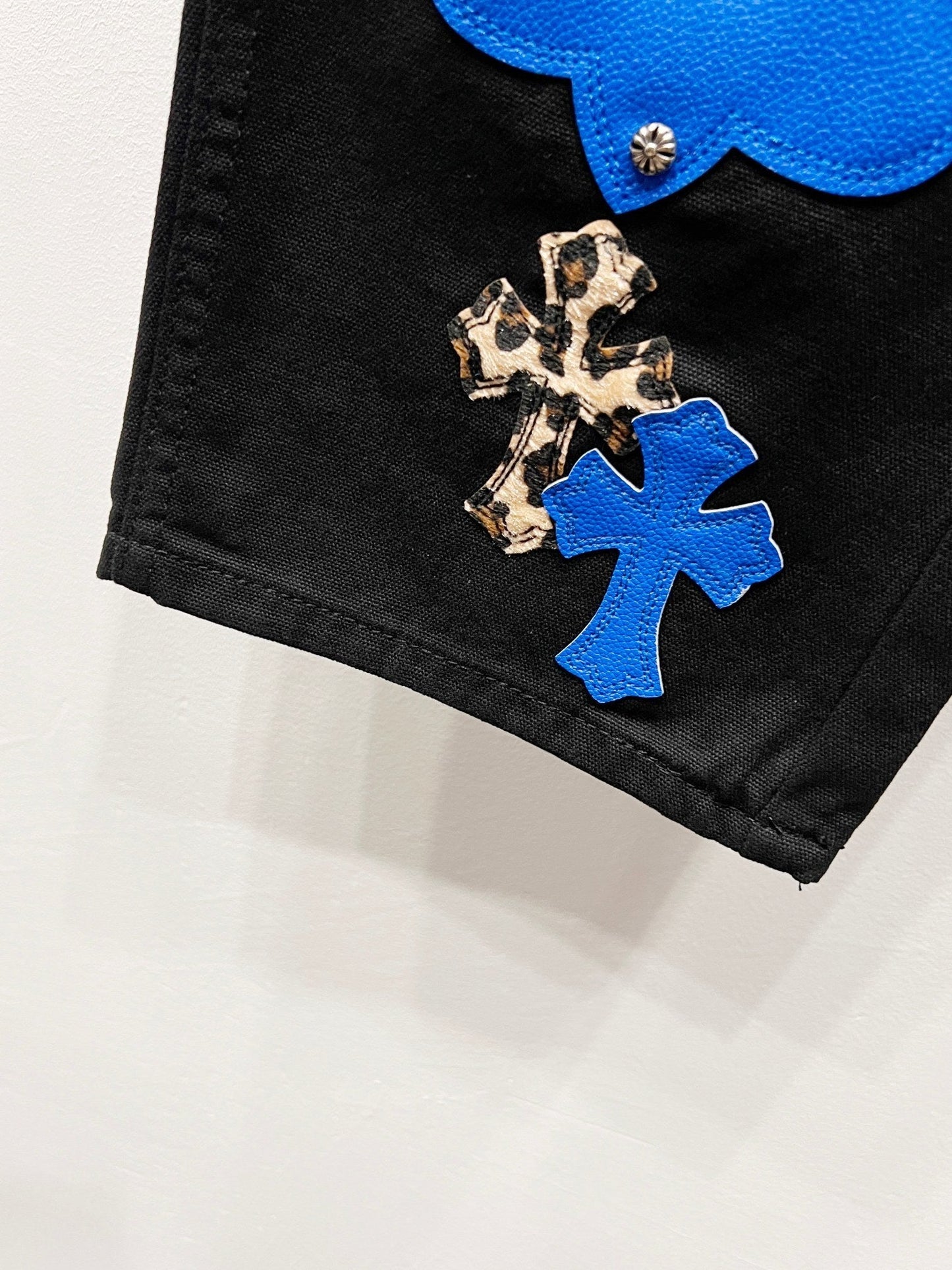 CH Blue & Leopard Patchwork Custom Jeans