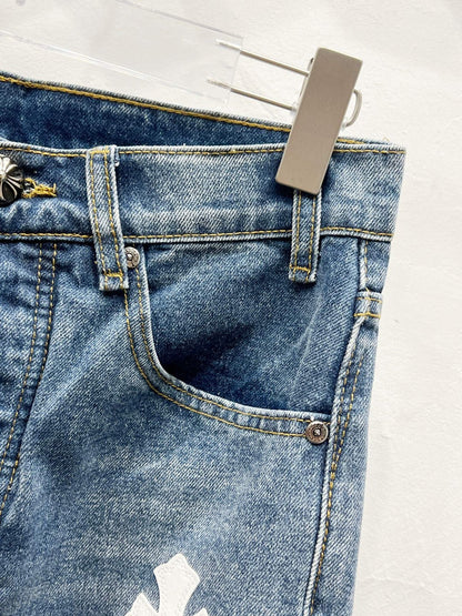 CH Basic White Patchwork Custom Jeans