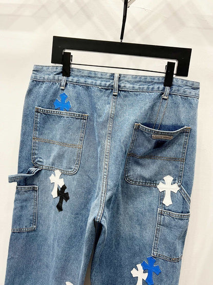 CH Blue, White & Black Patchwork Custom Jeans