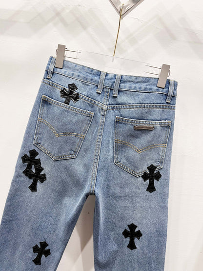 CH Brown Graffiti Patchwork Custom Jeans