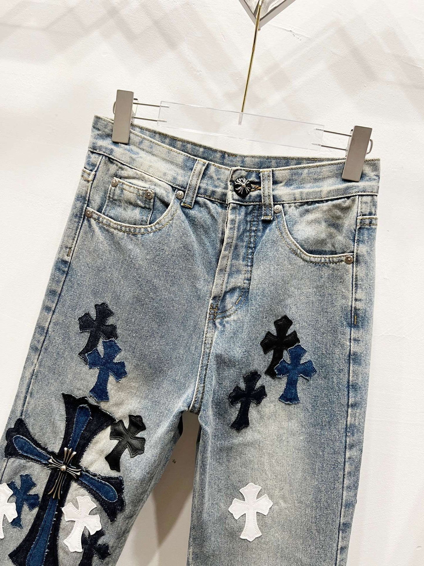 CH Blue & White Patchwork Jeans