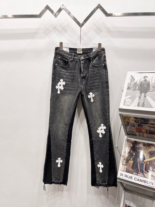 CH Black & White Flare Custom Jeans