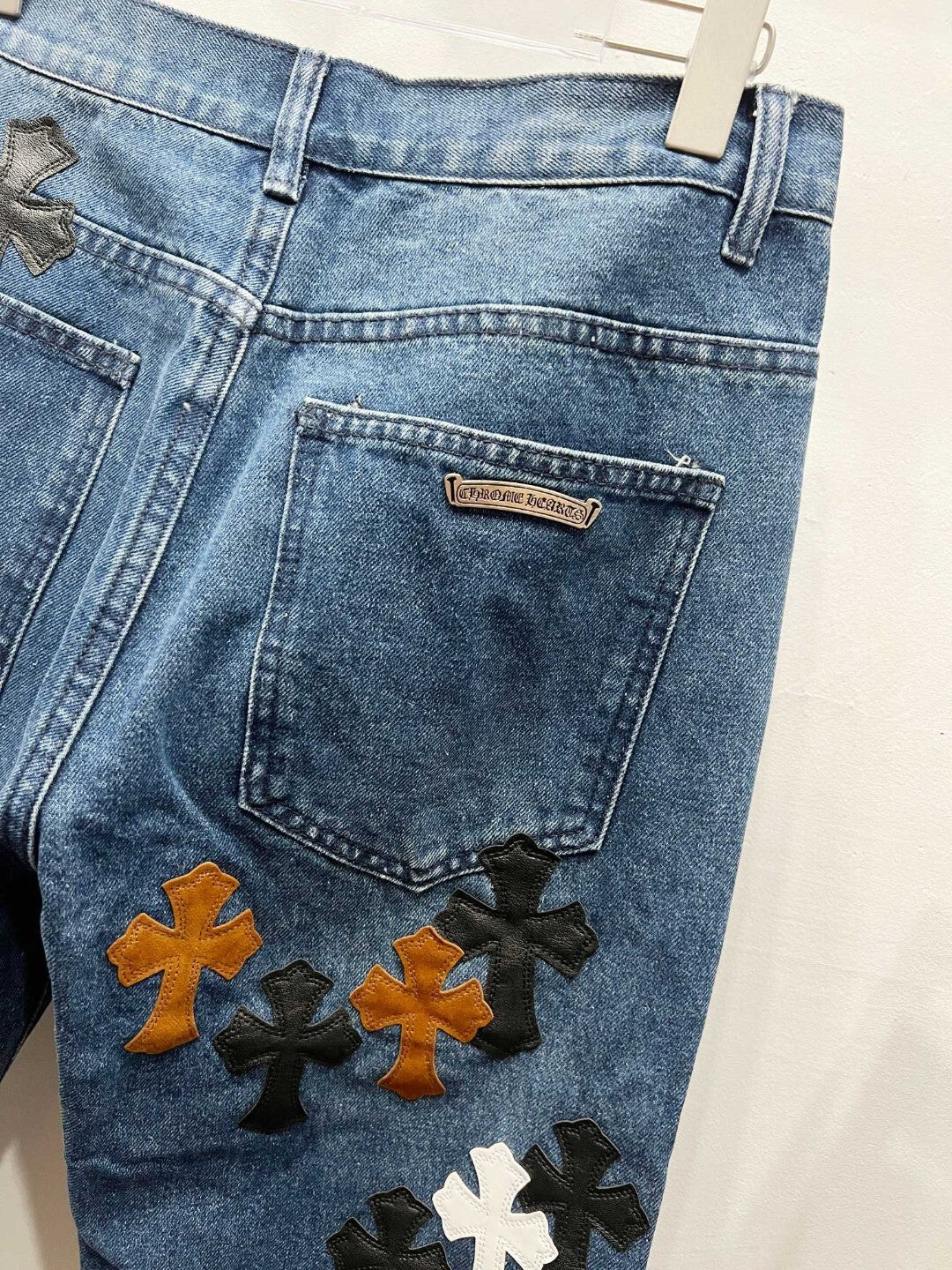 CH Brown & White Patchwork Custom Jeans