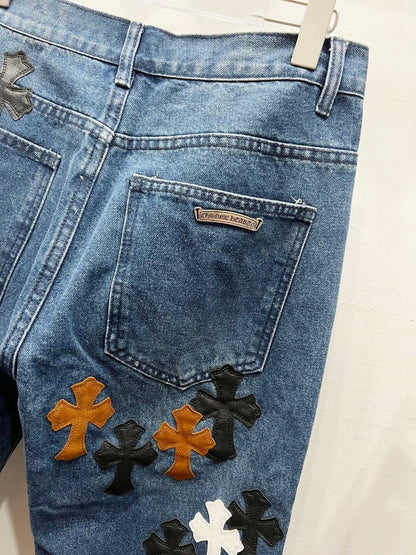 CH Brown & White Patchwork Custom Jeans