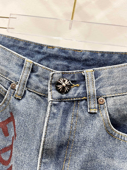 CH Brown Graffiti Patchwork Custom Jeans