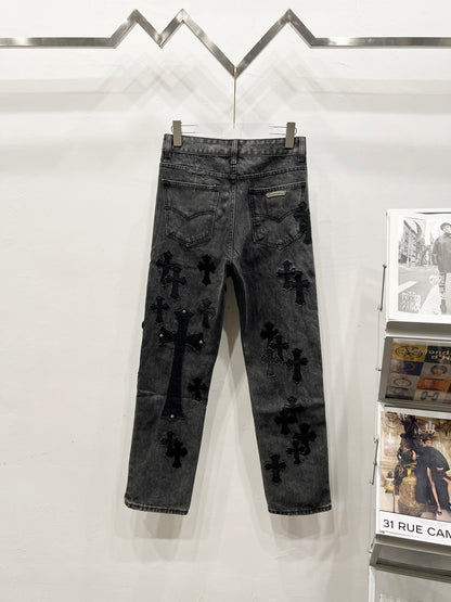 CH Black Patchwork Custom Jeans