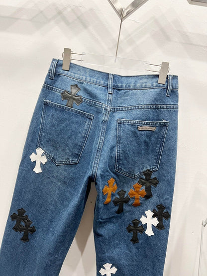 CH Brown & White Patchwork Custom Jeans