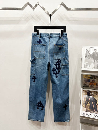 CH Blue & Black Patchwork Custom Jeans