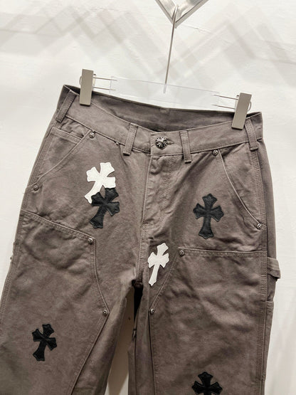 CH Brown & White Patchwork Custom Jeans