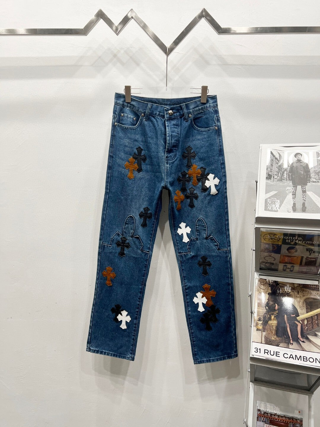 CH Brown & White Patchwork Custom Jeans