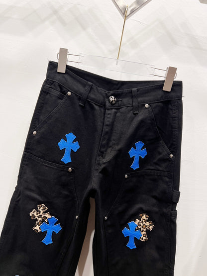 CH Blue & Leopard Patchwork Custom Jeans