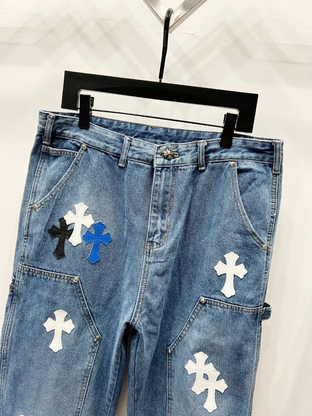 CH Blue, White & Black Patchwork Custom Jeans