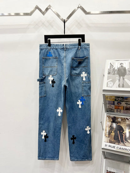 CH Blue, White & Black Patchwork Custom Jeans