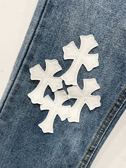 CH Basic White Patchwork Custom Jeans