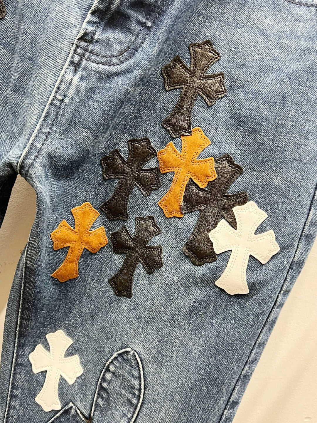 CH Brown & White Patchwork Custom Jeans