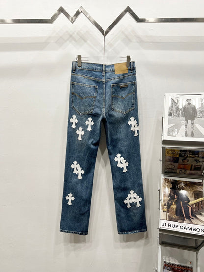 CH Basic White Patchwork Custom Jeans