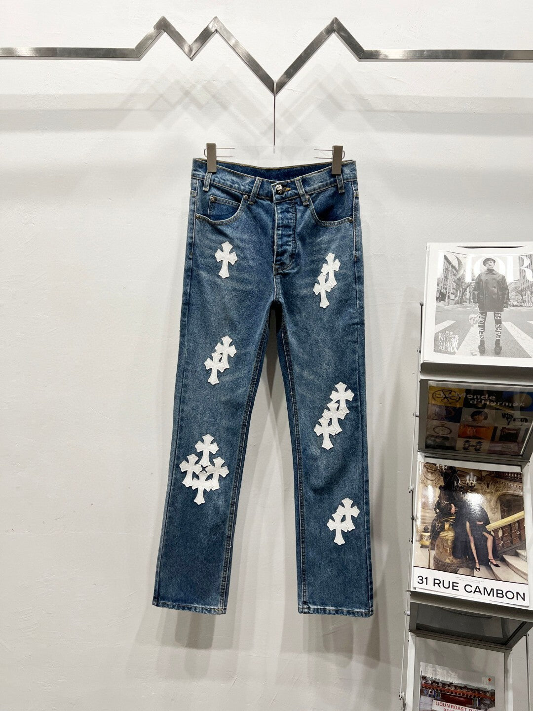 CH Basic White Patchwork Custom Jeans