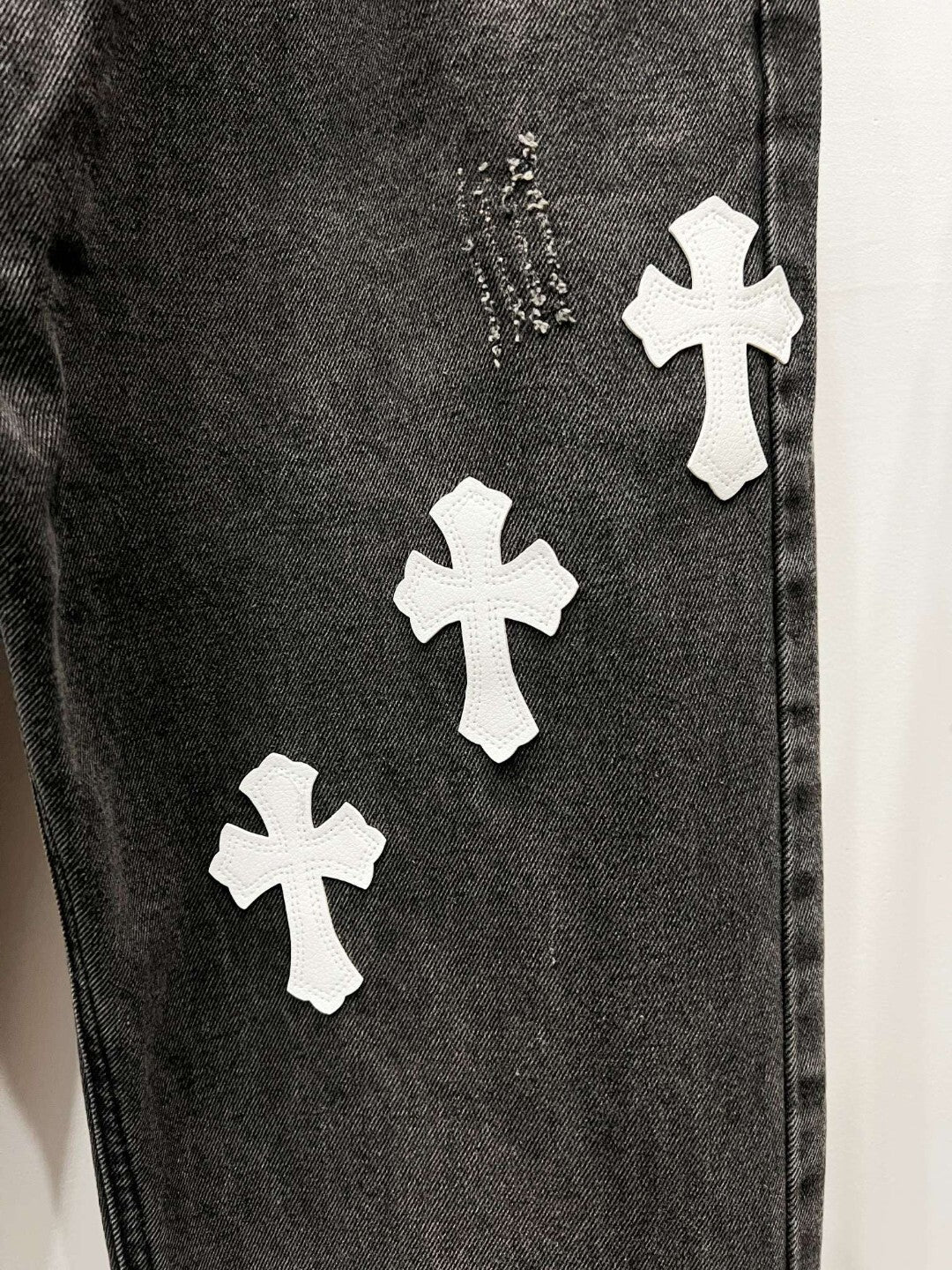 CH Black on White Patchwork Custom Jeans