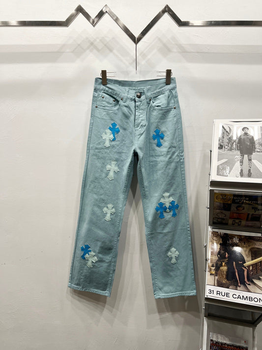 CH Baby Blue Patchwork Custom Jeans
