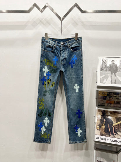 CH Green Graffiti Patchwork Custom Jeans