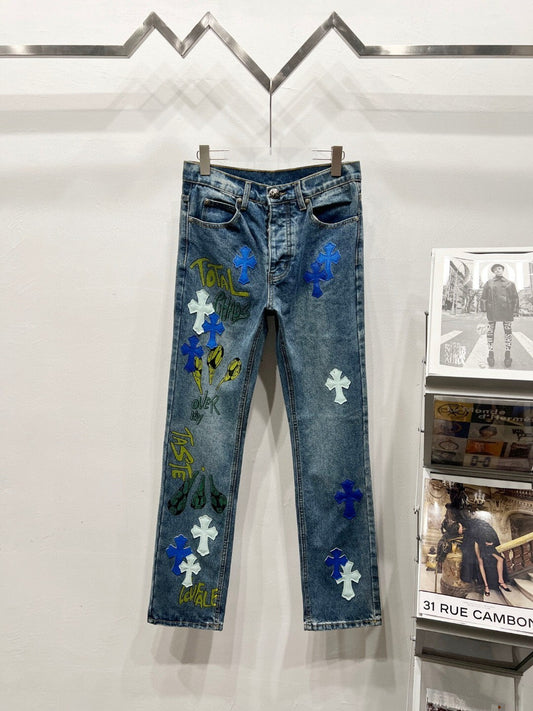 CH Green Graffiti Patchwork Custom Jeans