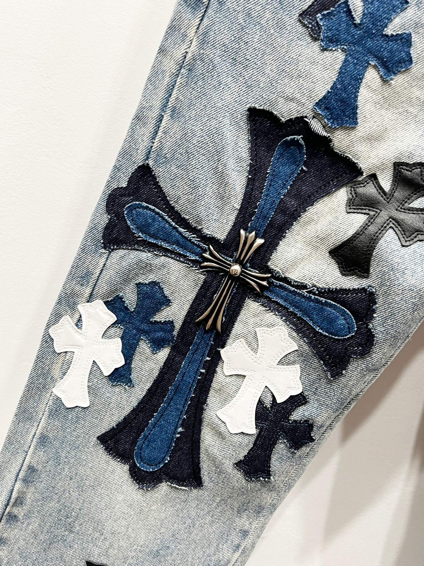 CH Blue & White Patchwork Jeans