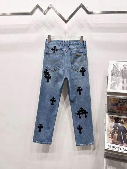 CH Brown Graffiti Patchwork Custom Jeans