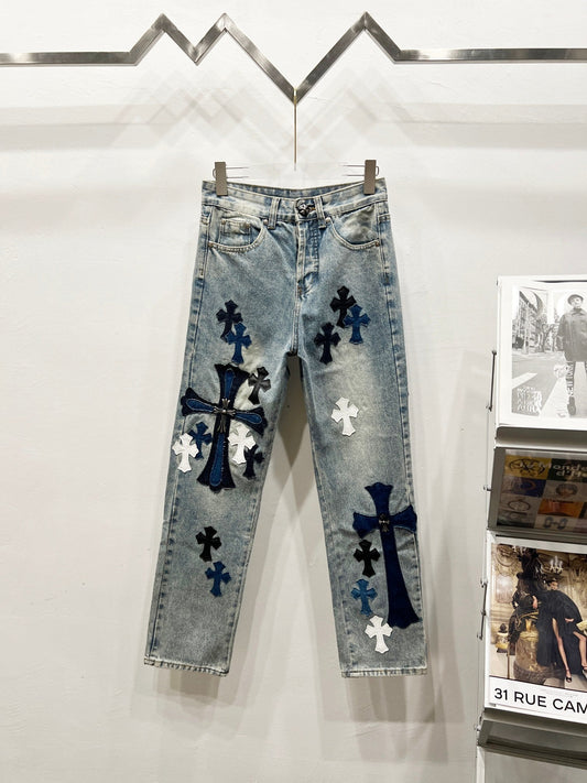 CH Blue & White Patchwork Jeans