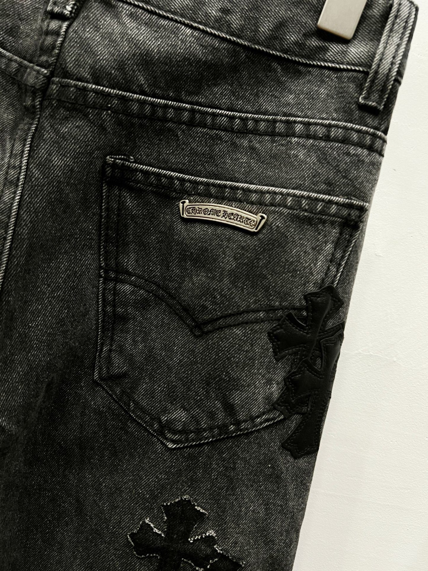 CH Black Patchwork Custom Jeans