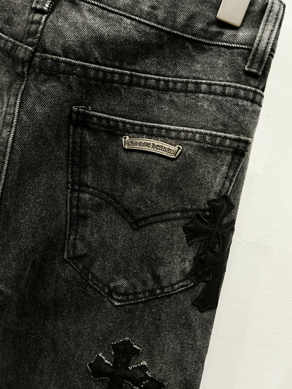 CH Black Patchwork Custom Jeans