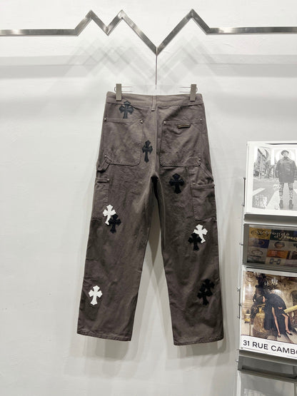 CH Brown & White Patchwork Custom Jeans