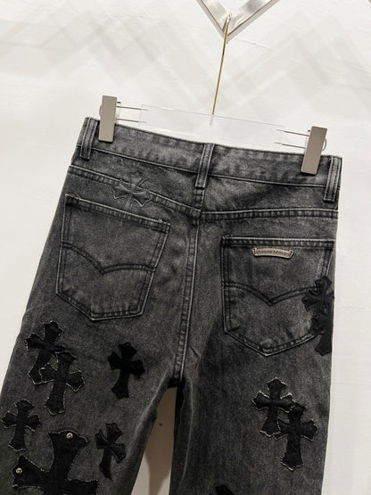 CH Black Patchwork Custom Jeans