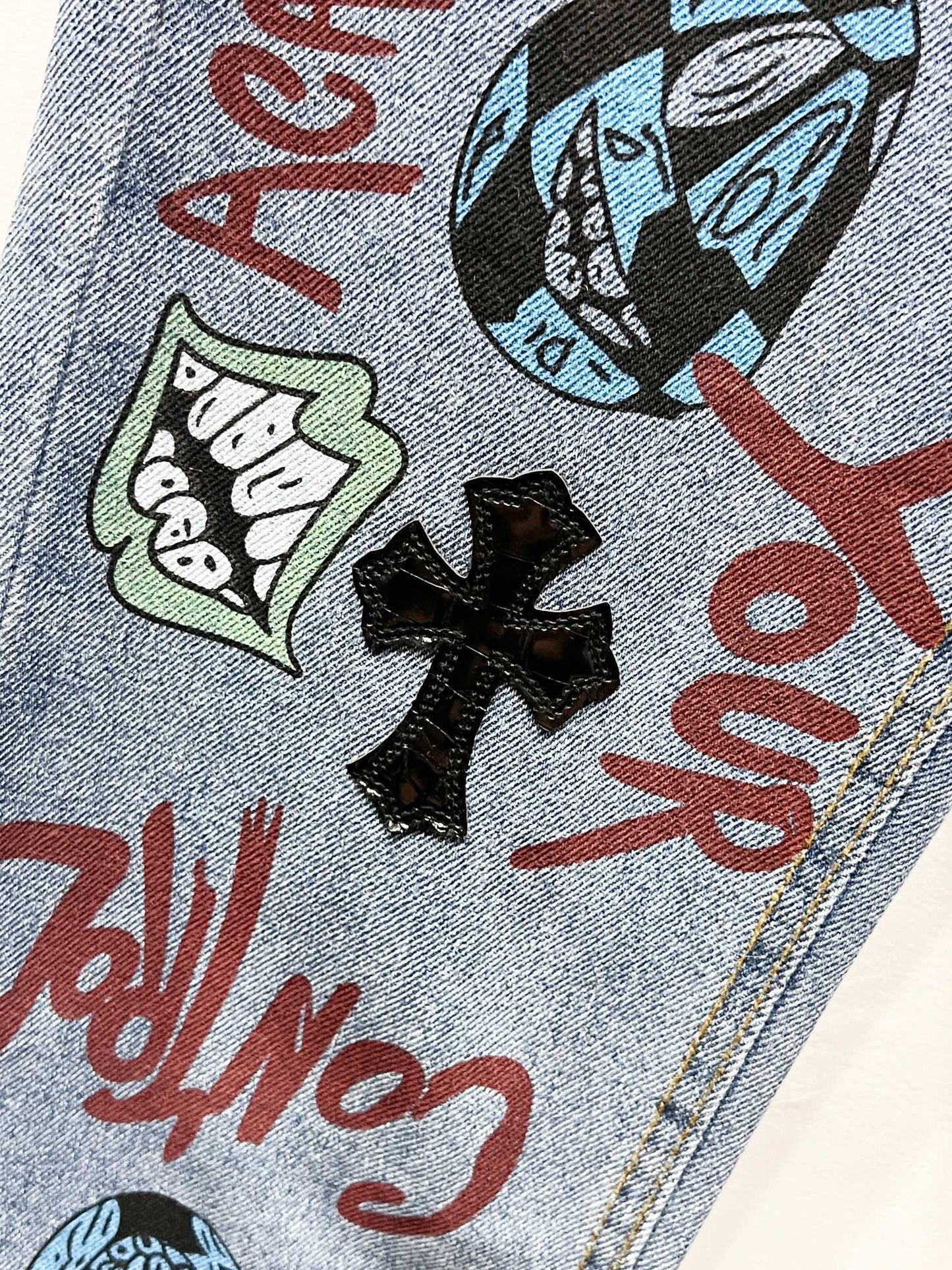 CH Brown Graffiti Patchwork Custom Jeans