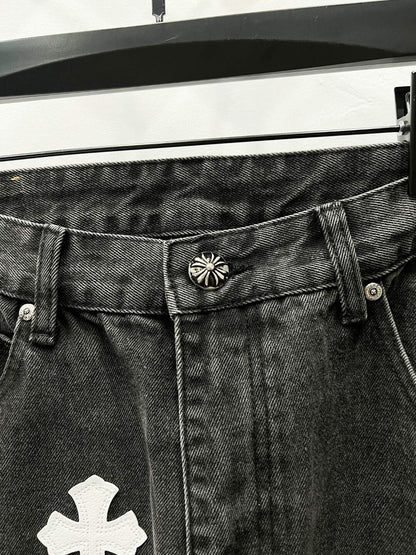 CH Black on White Patchwork Custom Jeans