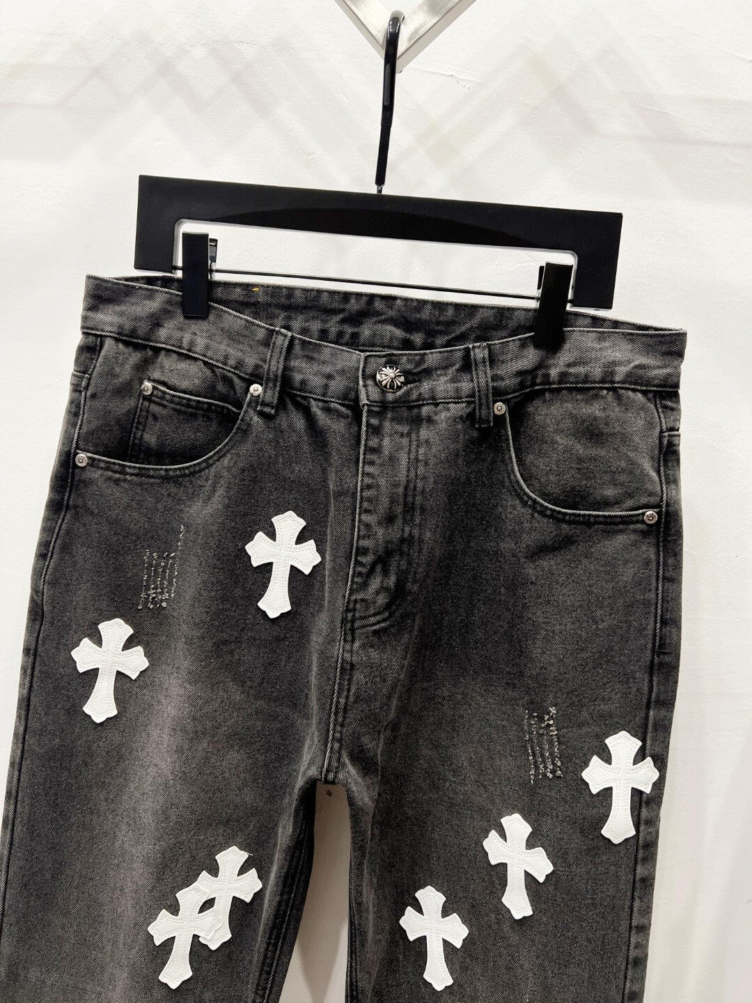 CH Black on White Patchwork Custom Jeans