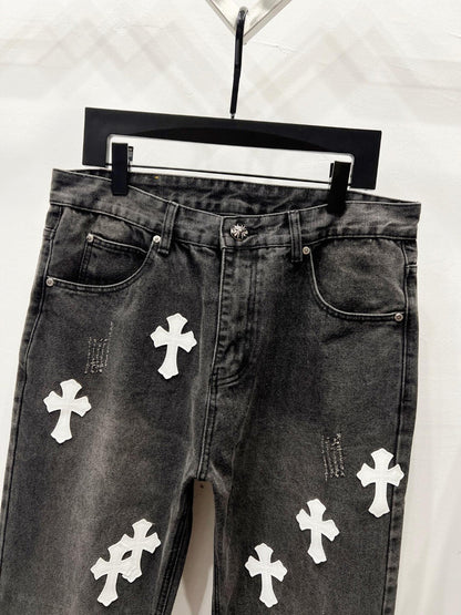 CH Black on White Patchwork Custom Jeans