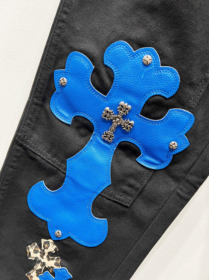 CH Blue & Leopard Patchwork Custom Jeans