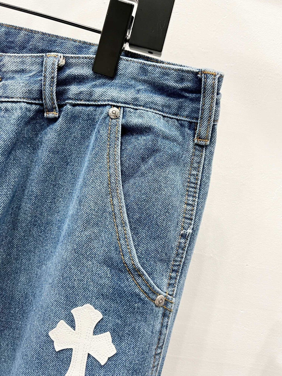 CH Blue, White & Black Patchwork Custom Jeans